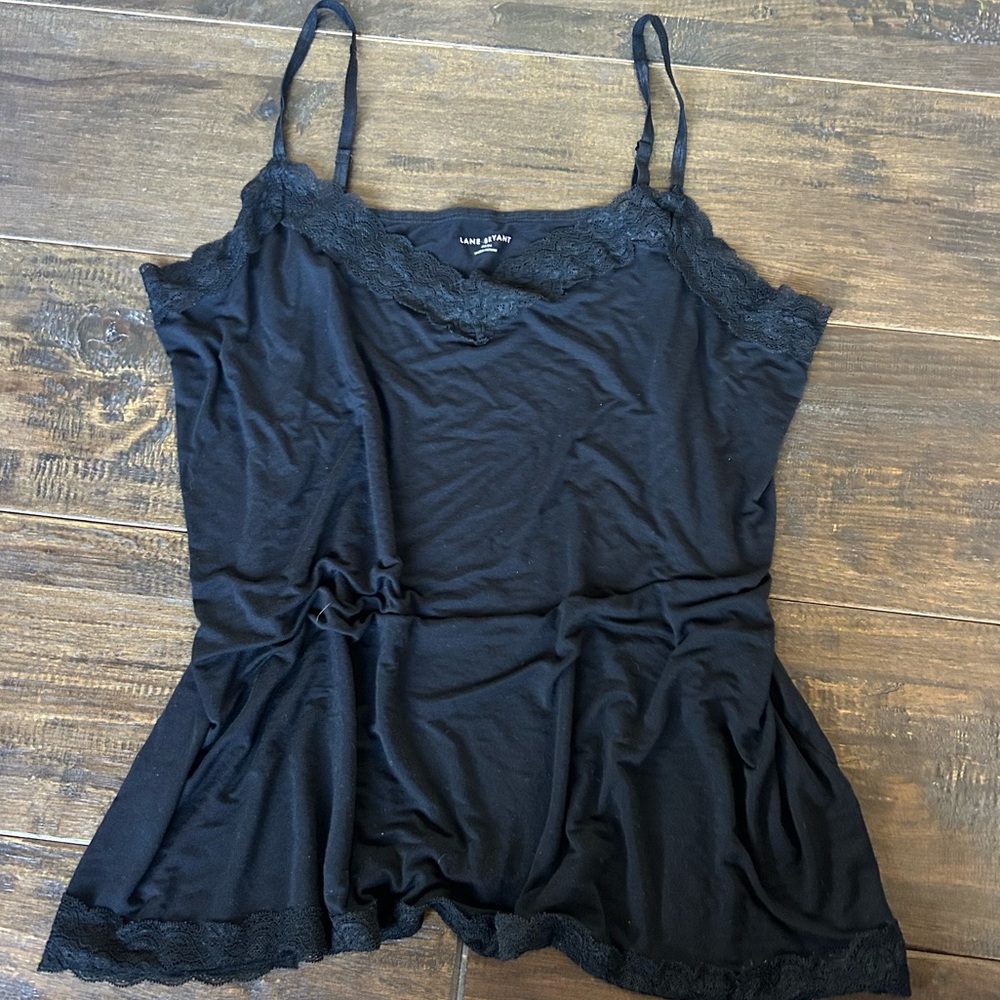 Lane Bryant Black Lace Detail Top